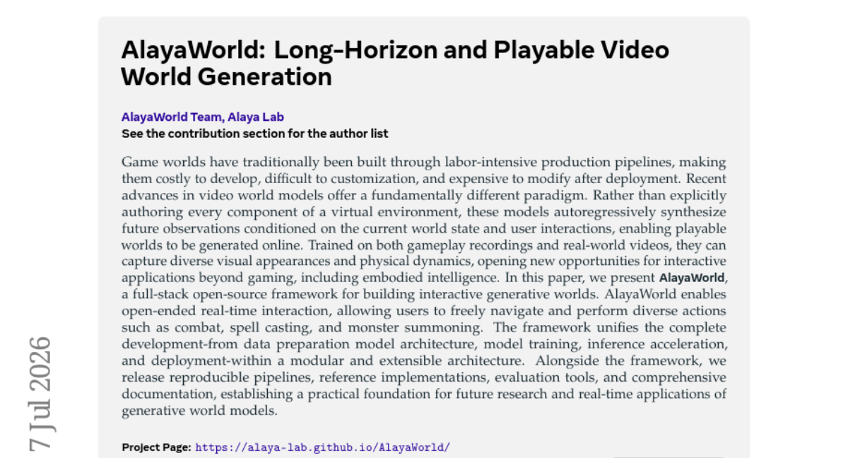 AlayaWorld: Long-Horizon and Playable Video World Generation